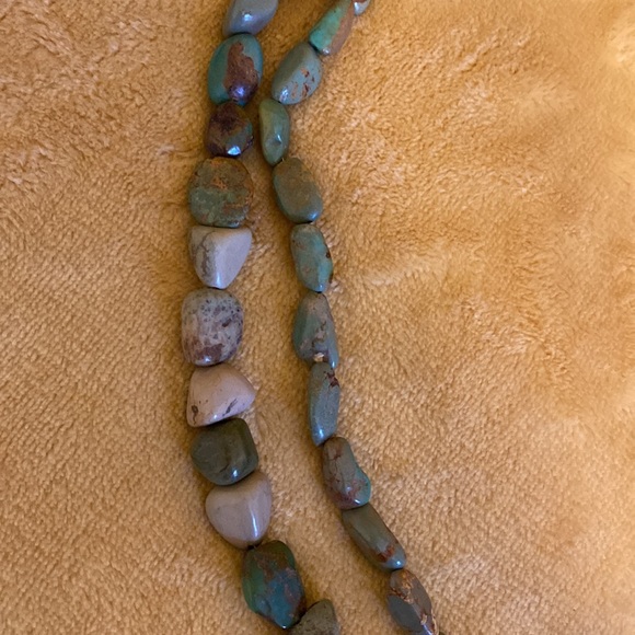 Double Genuine Turquoise Necklace 2 Cross Pendants Cowgirl Western Vintage - Picture 6 of 13